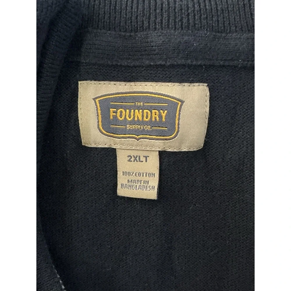 Foundry Supply Quarter Zip Sweater Size 2XLT Tall Black Long Sleeve Lightweight